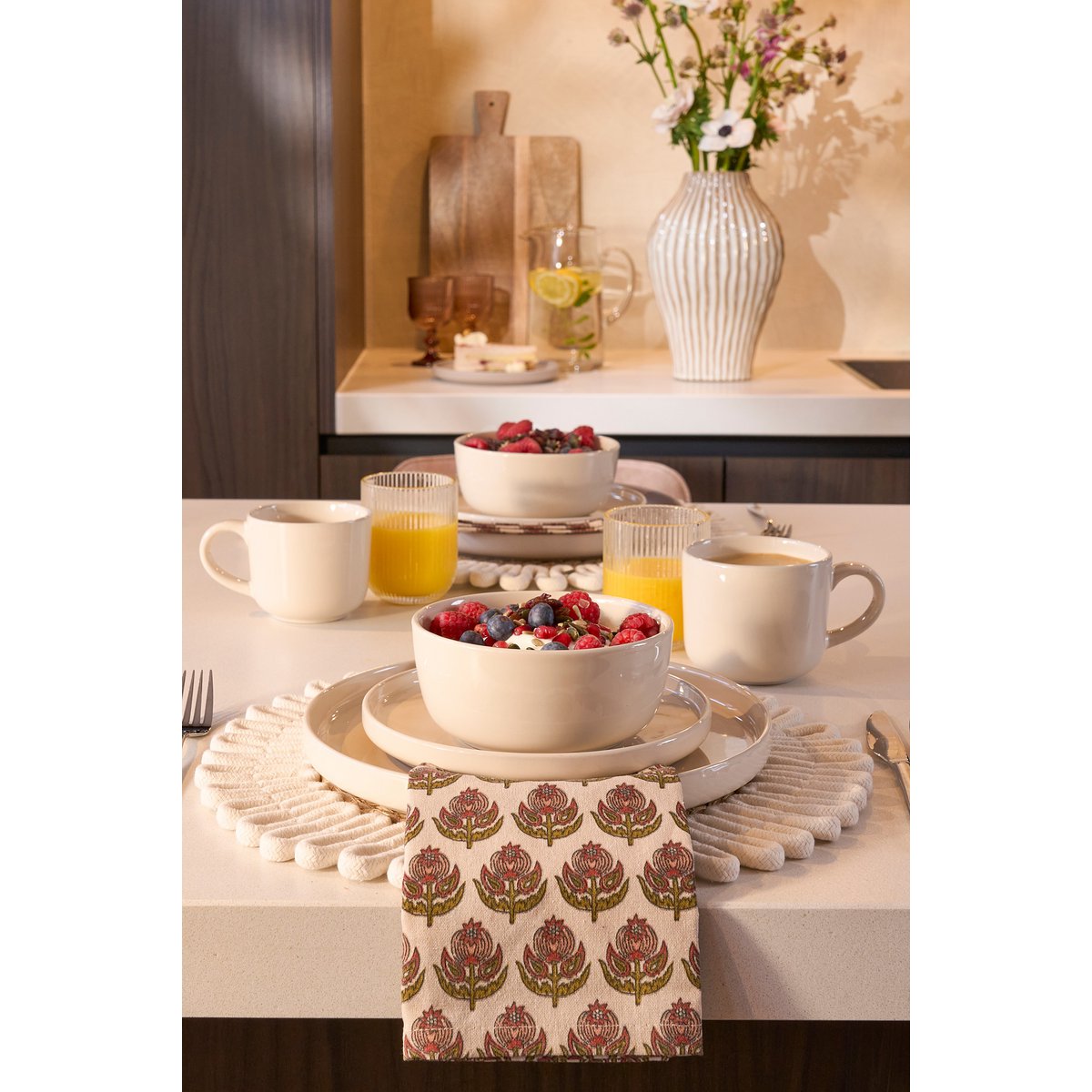 Ozzu Serviesset 4 Persoons - Steengoed - Off-white