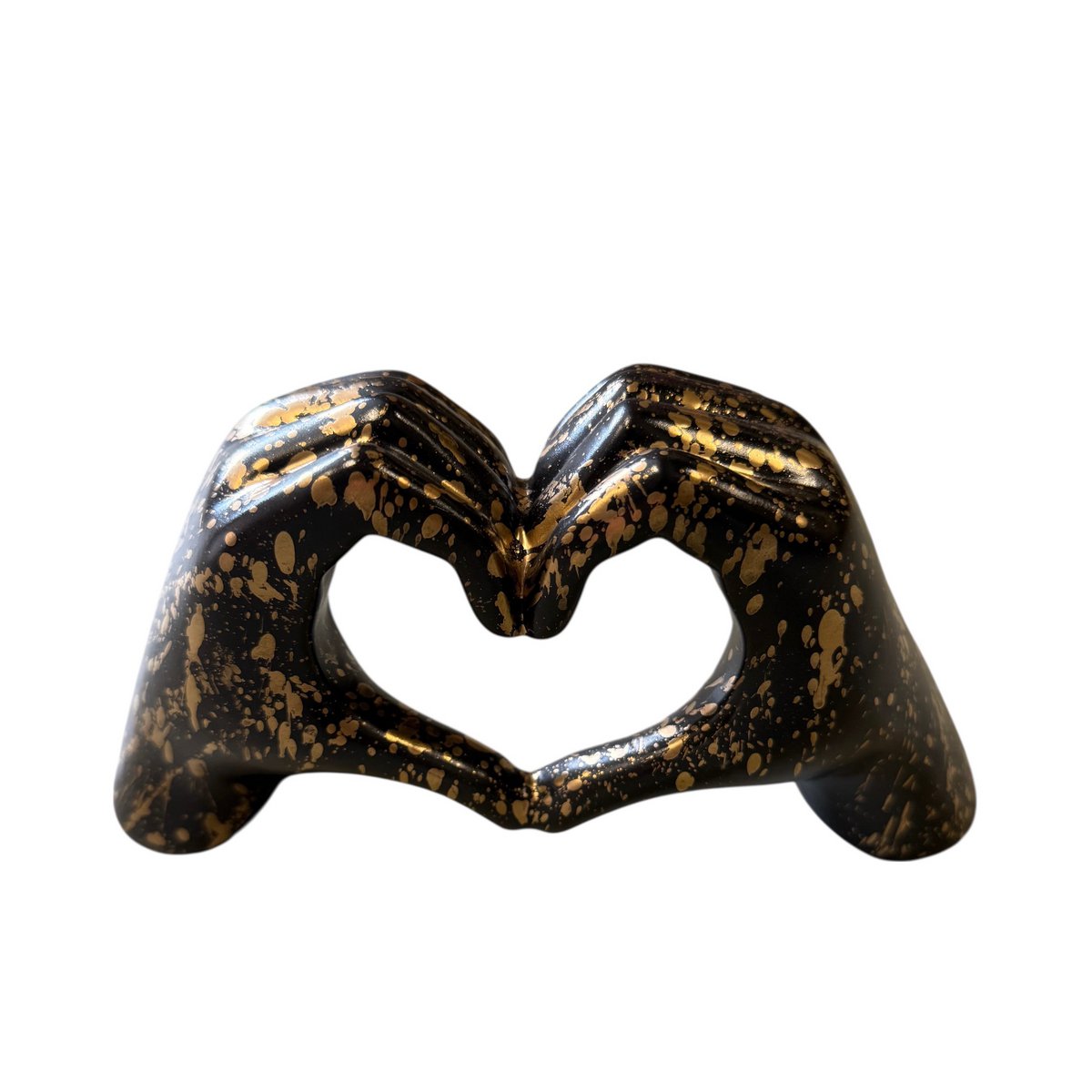 Polyresin Hand Hart Zwart Gold Splash