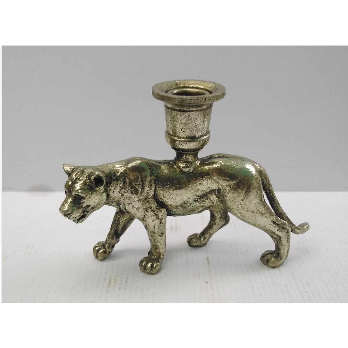 polyresin kandelaar panter brons