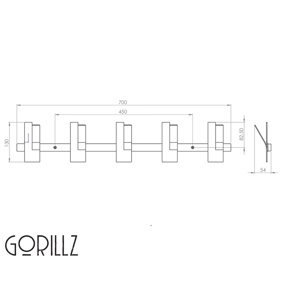 Gorillz Incision - Kapstok - Wandkapstok - 10 Kapstok haken - Metaal - Zwart