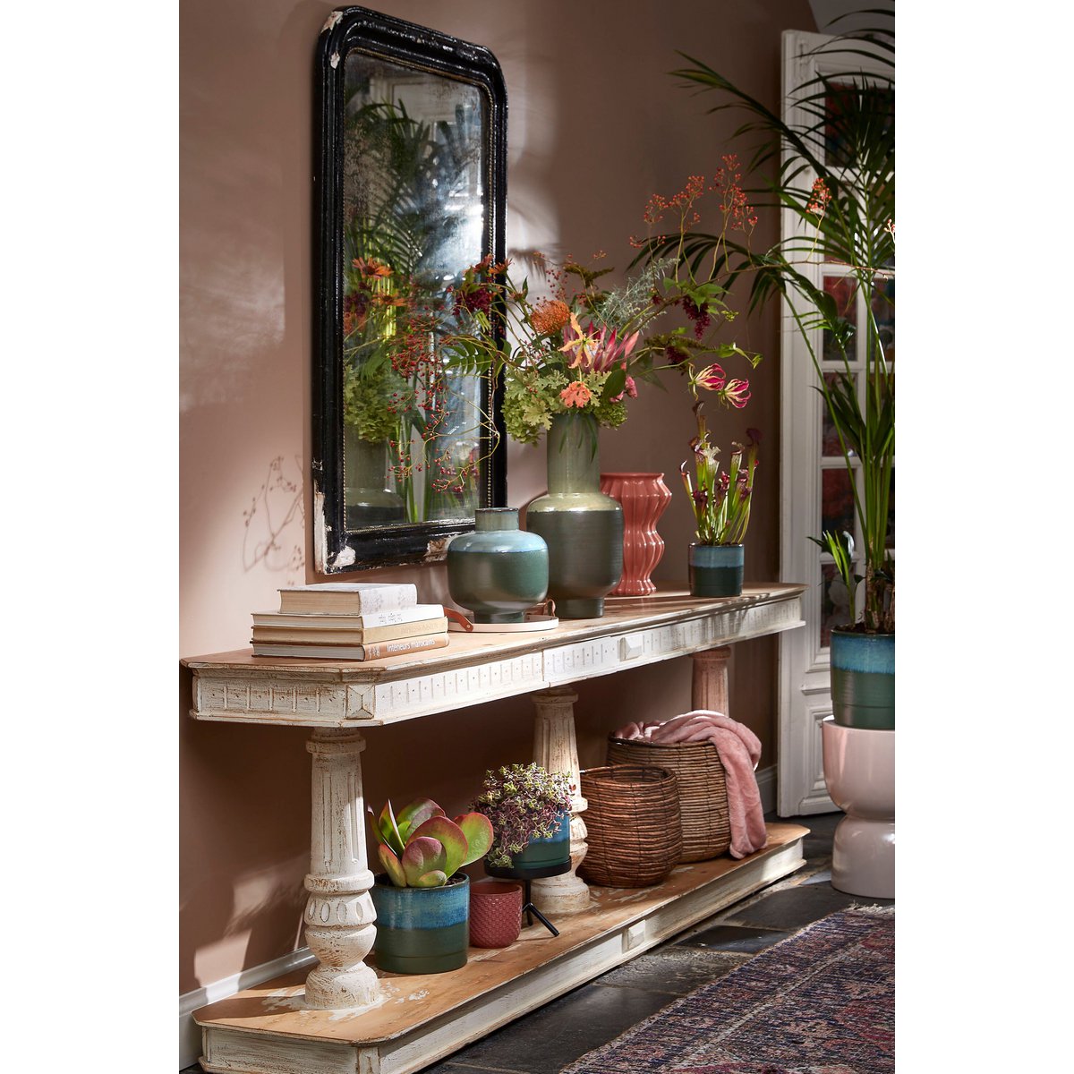 Bloempot binnen Donkerbruin Aardewerk