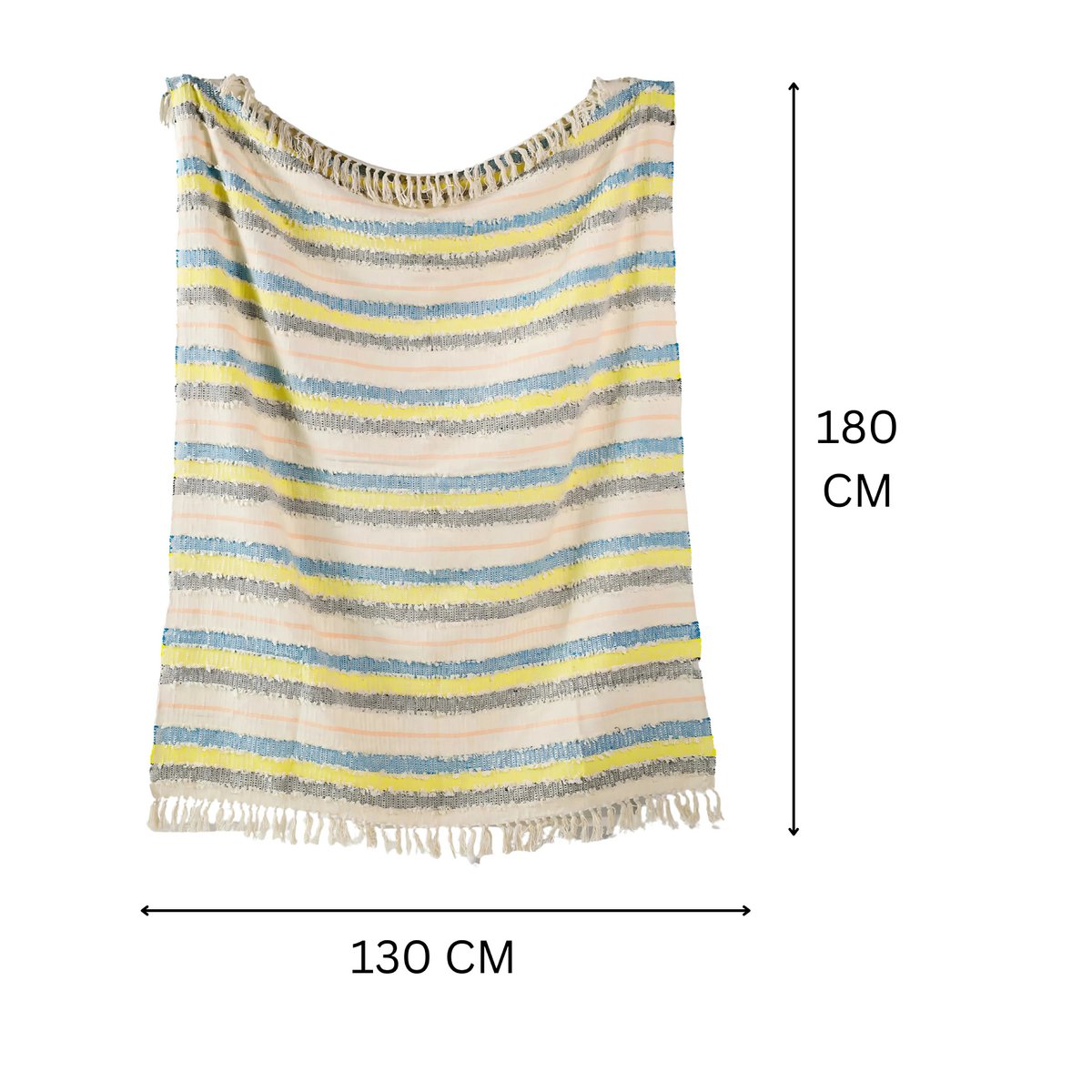 Strialo Handgeweven Katoenen Plaid – Multicolor (130 × 180 cm)
