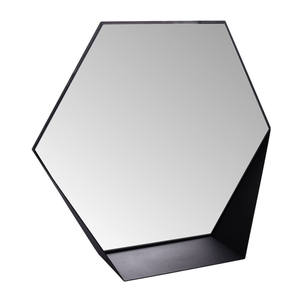 Hive Hexagon Wandspiegel – Metaal – Met Opbergplank