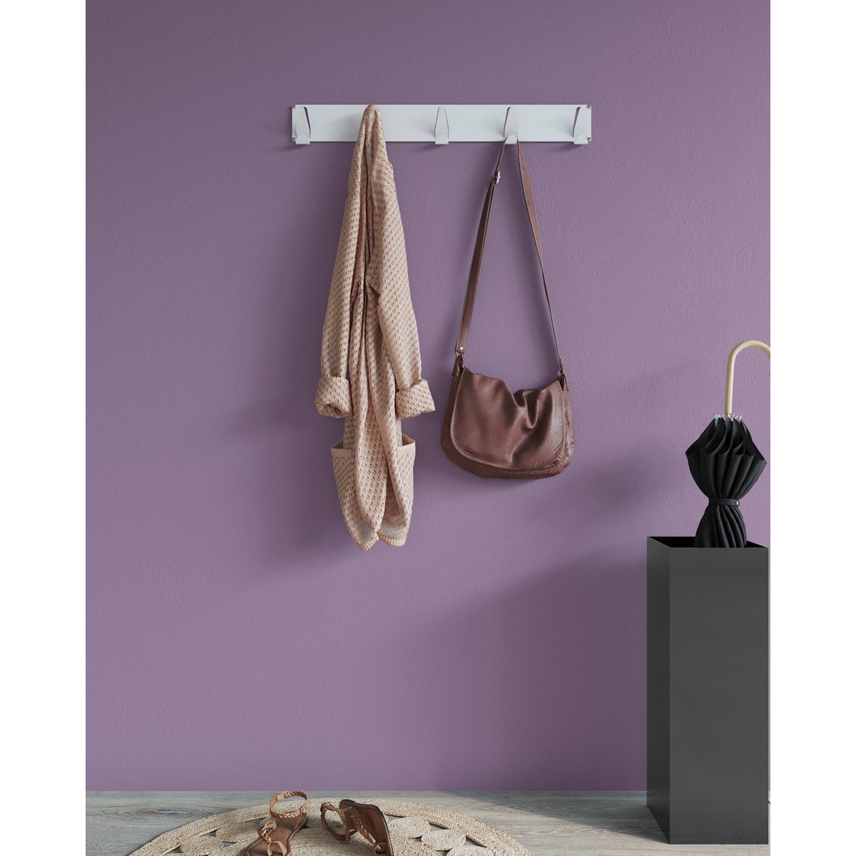 Raw XL Five - Wandkapstok - 5 dubbelen haken - Wit