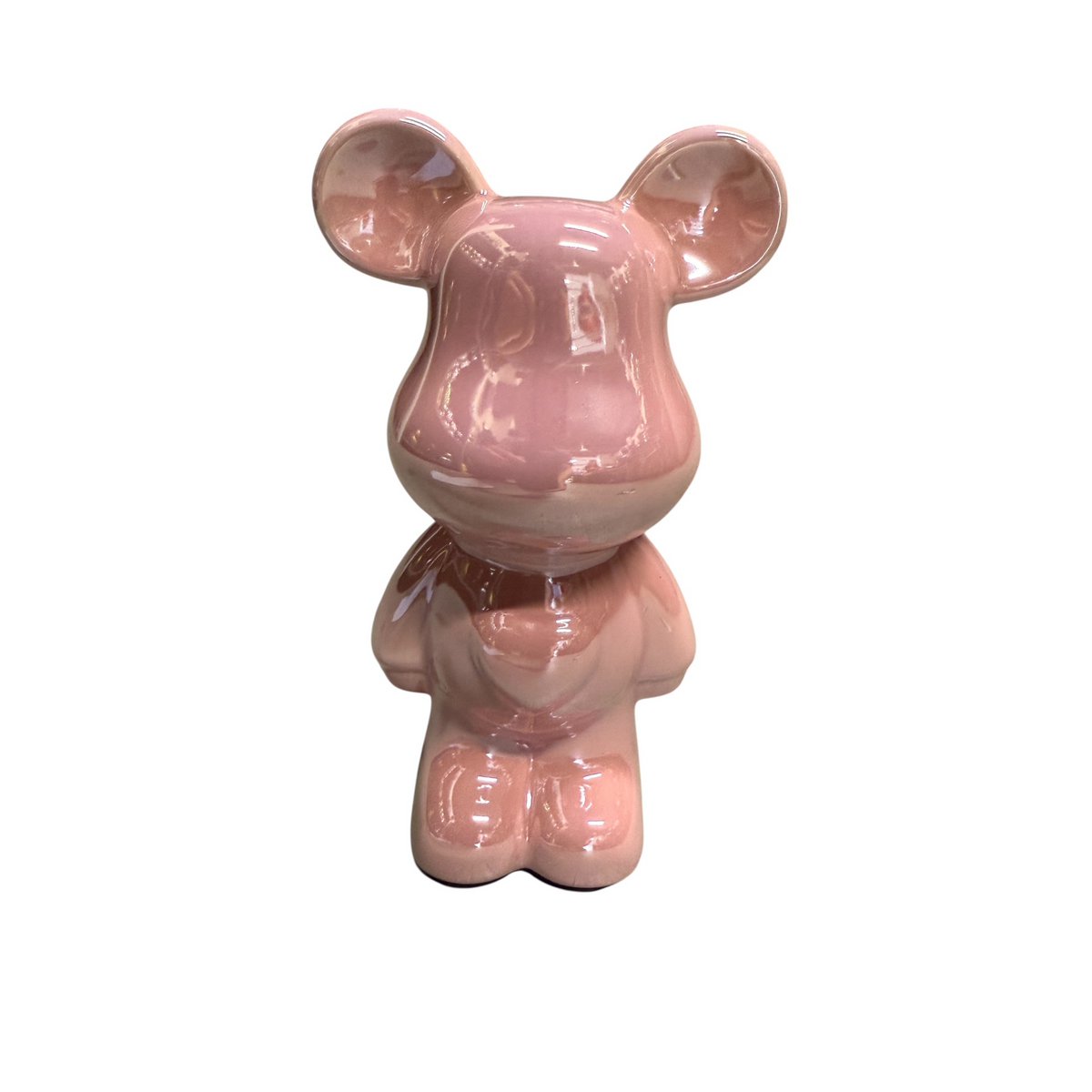 Keramische beer 18 cm roze
