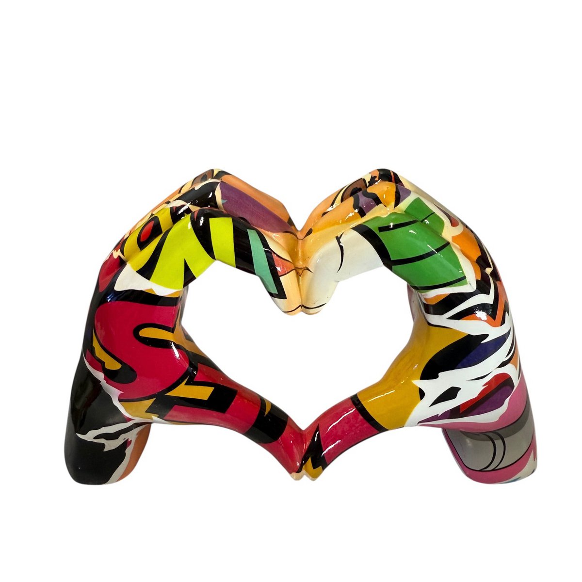 Polyresin hand hart kleurrijk