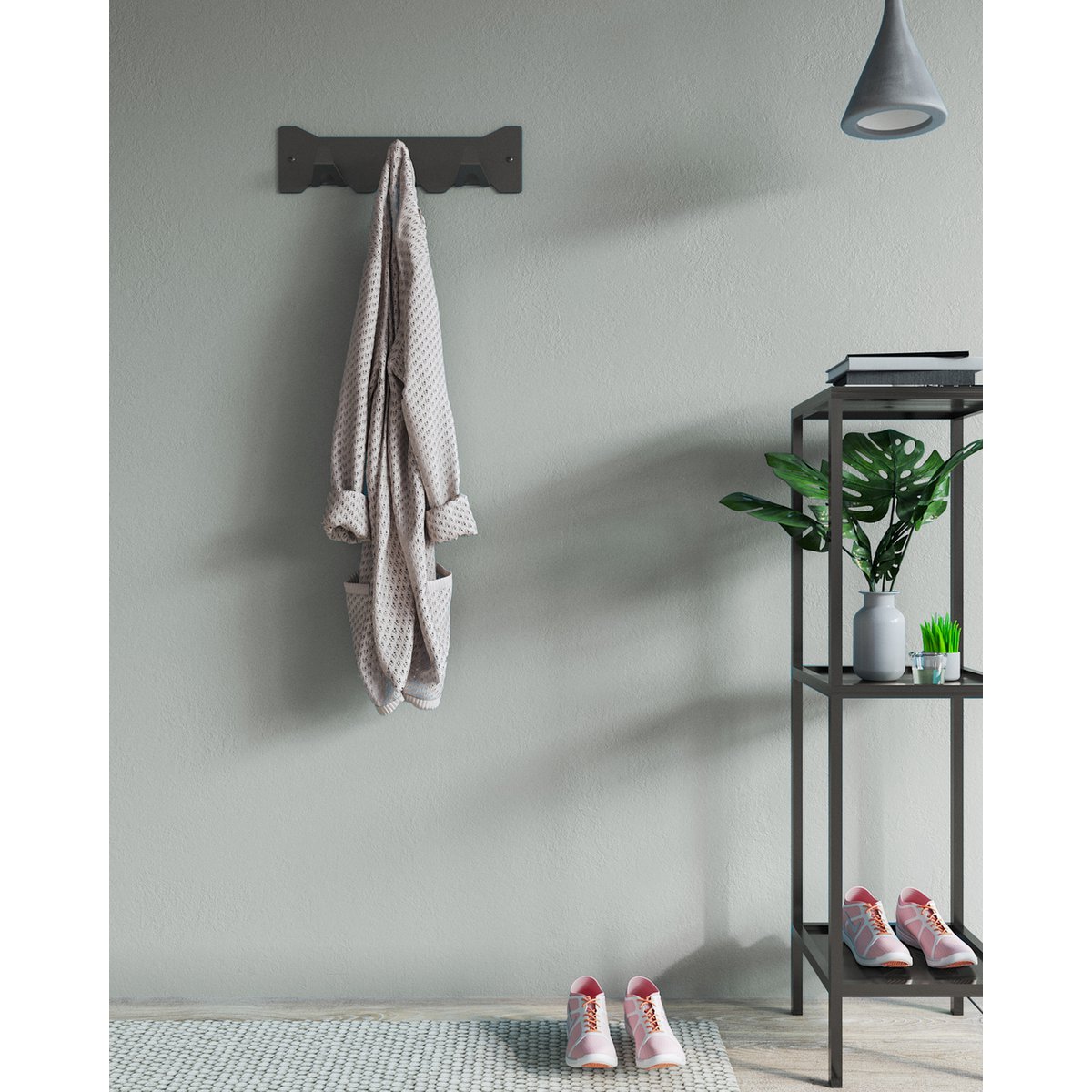 Triangle Three - Industrieel - Wandkapstok - 3 Kapstokhaken - Zwart