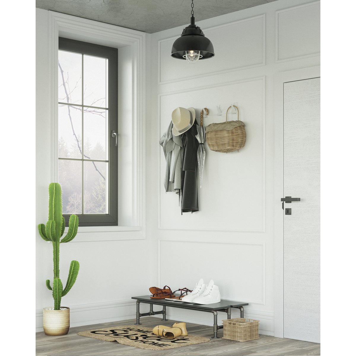 Raw XL Five - Wandkapstok - 5 dubbelen haken - Wit