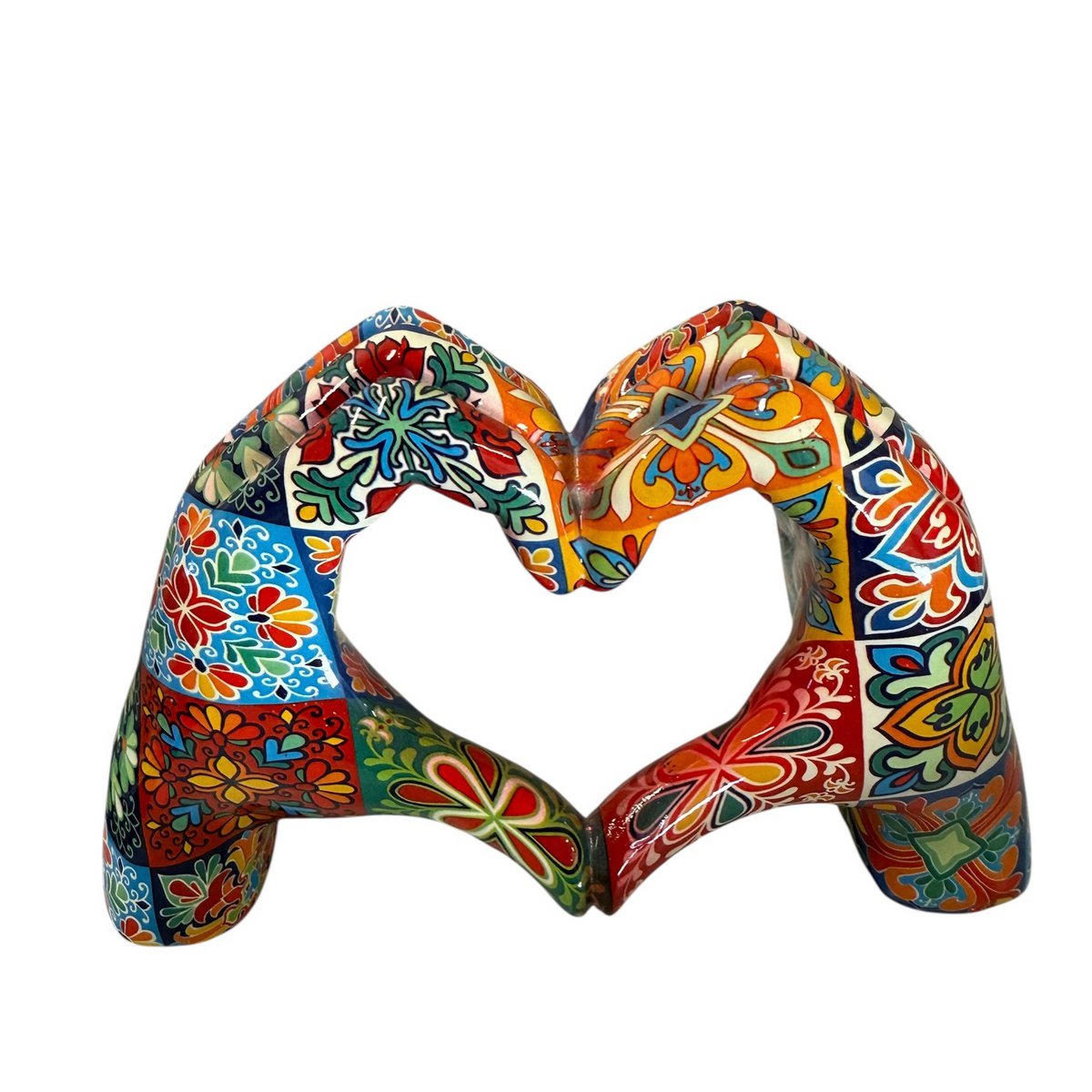 Hand Hart Decoratie – Kleurrijk Polyresin Designbeeld