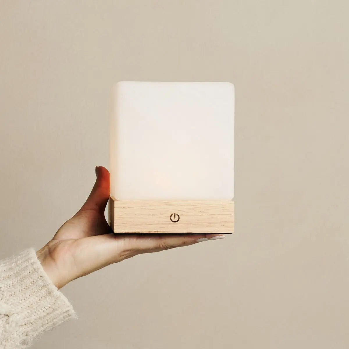 YCE Oplaadbare Tafellamp – Houten Designlamp met Matglas