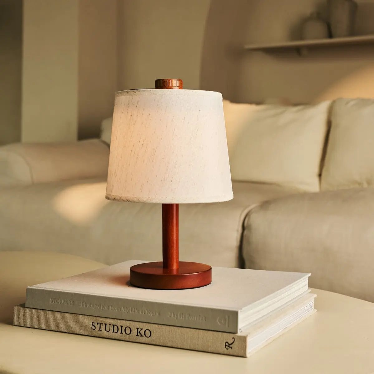 Rover kastanjebruine houten oplaadbare lamp