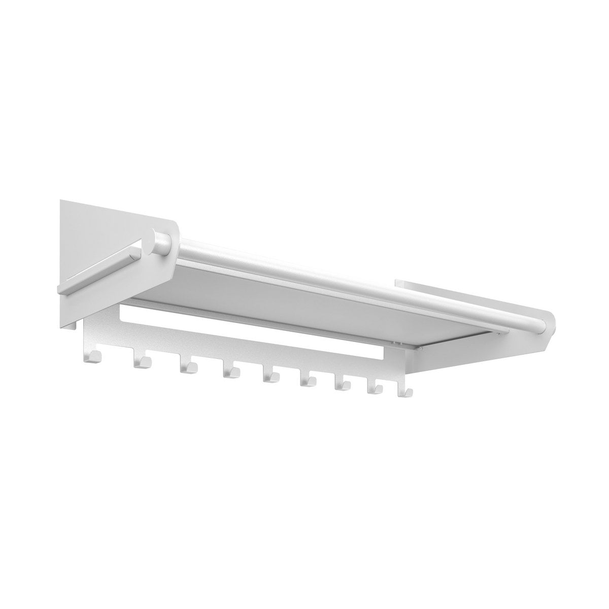Switch Wandkapstok – Staal – Zwart/Wit – Wandkapstok met Hoedenplank en 9 Haken