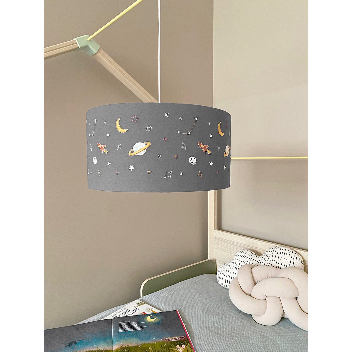 Glow in the Dark Lampenkap – Geborduurde Sterren