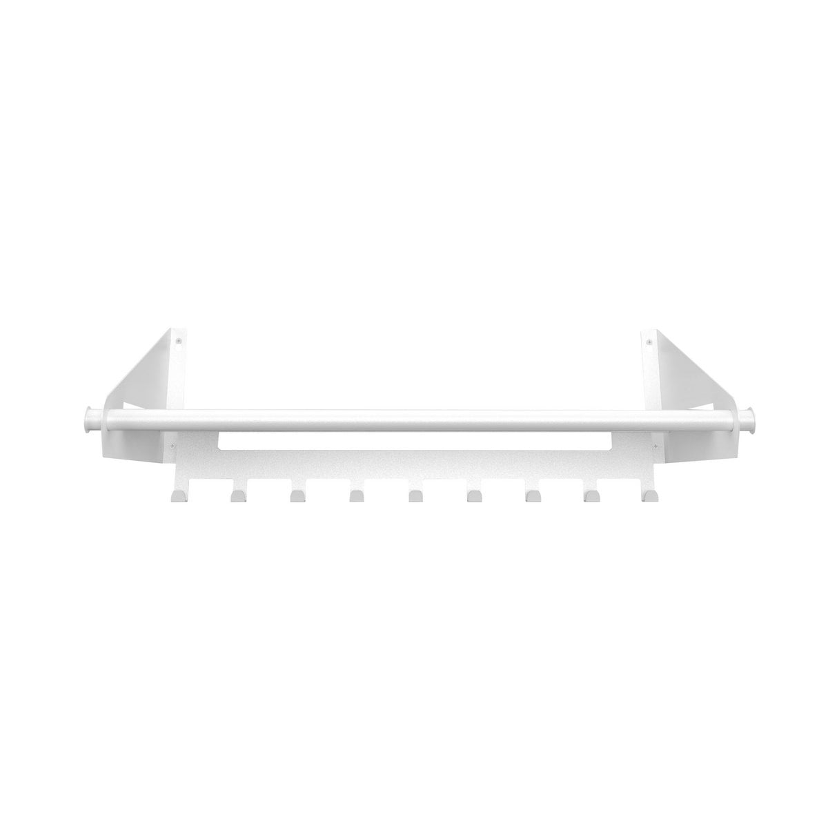 Switch Wandkapstok – Staal – Zwart/Wit – Wandkapstok met Hoedenplank en 9 Haken