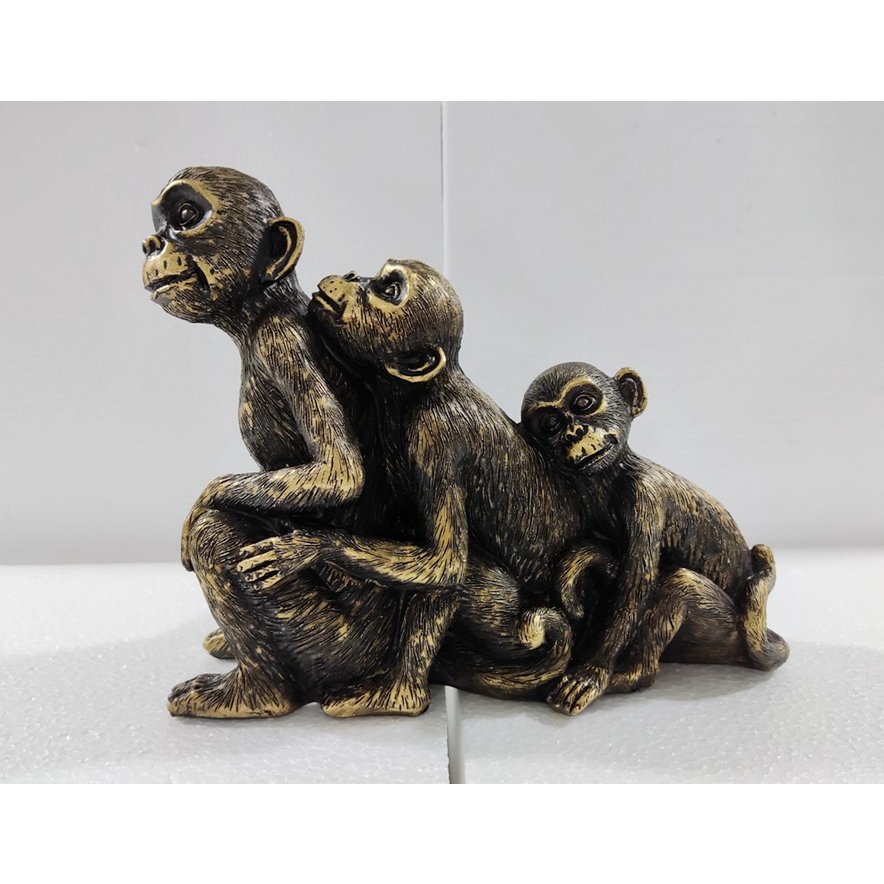 Polyresin Apenfamilie Decoratie – Bronzen Designbeeld