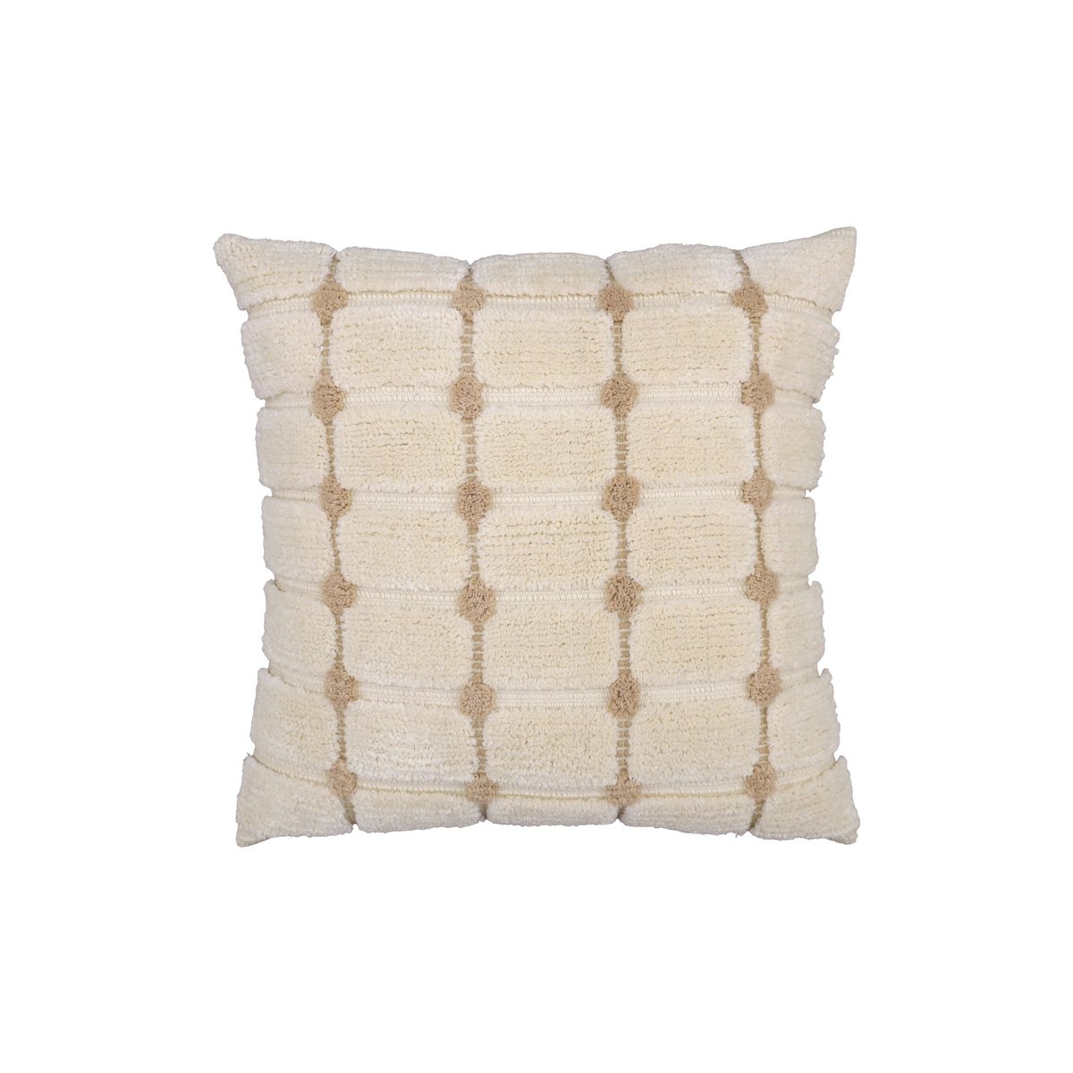 Natural Cream – Cushion Cover / Kussenhoes – Tufted Check Pattern – 45×45 cm