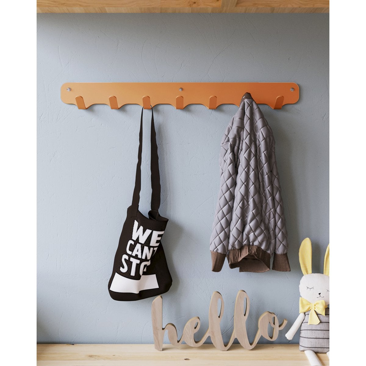 Rounded Seven - Wandkapstok - 7 Kapstok Haken - Oranje