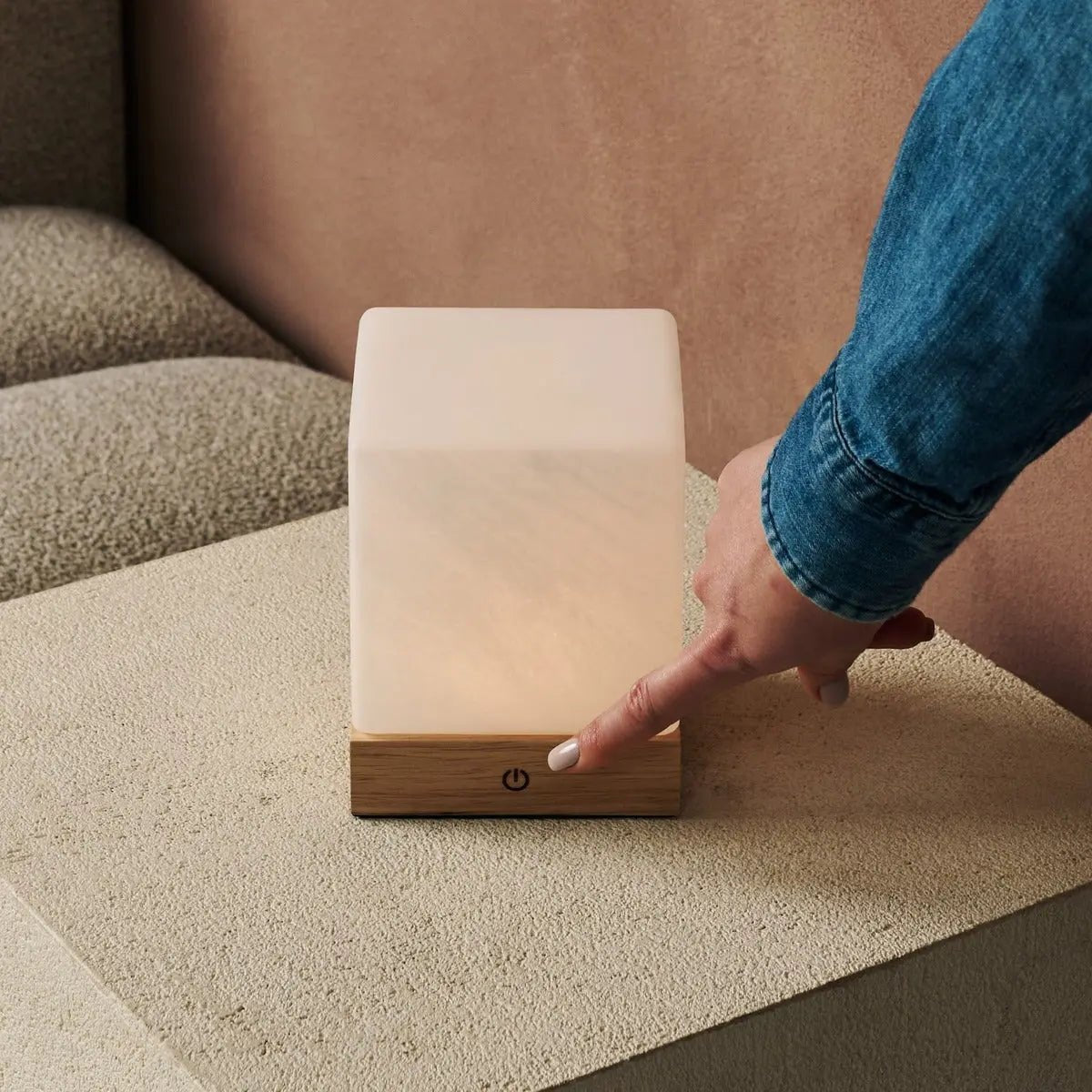 YCE Oplaadbare Tafellamp – Houten Designlamp met Matglas