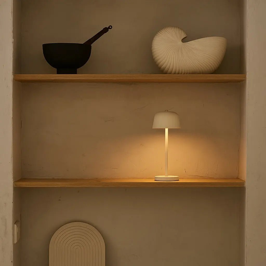 Anton Oplaadbare Tafellamp – Vanille – Metaal & Aluminium – Draadloos – Dimbaar