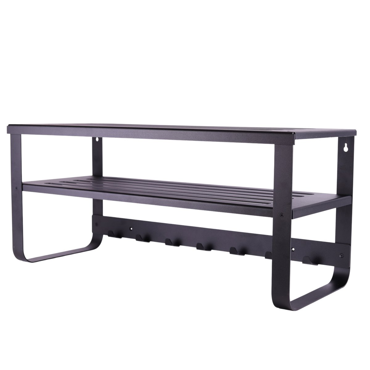 Unify Wandkapstok – Staal – Zwart/Wit – Wandkapstok met Hoedenplank en 7 Haken