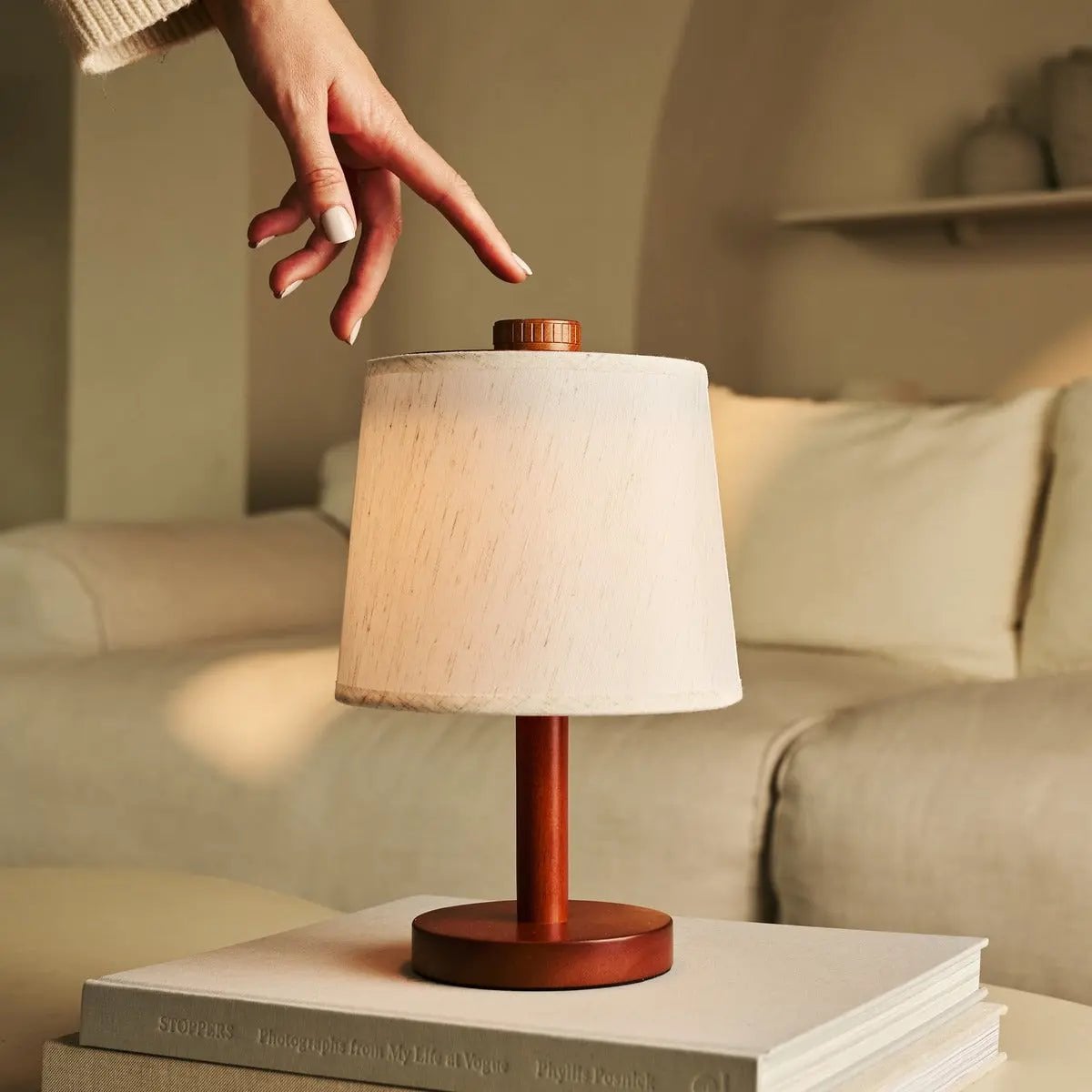 Rover kastanjebruine houten oplaadbare lamp