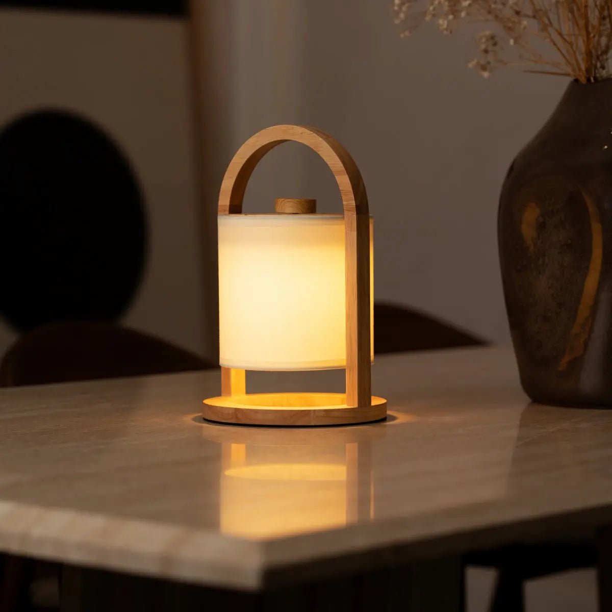 River Lichtbruine Houten Lamp