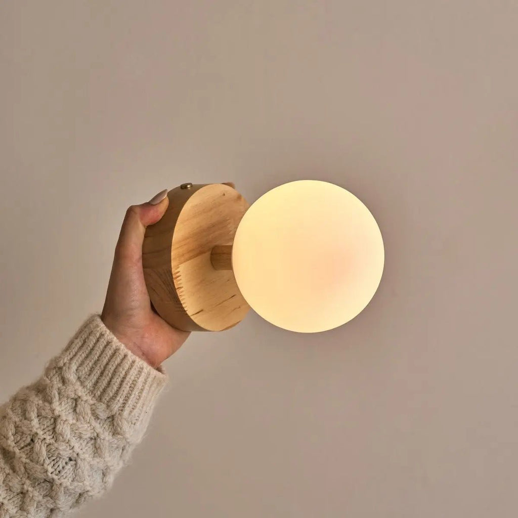 Richella Wandlamp – Draadloos & Oplaadbaar – Lichtbruin Hout