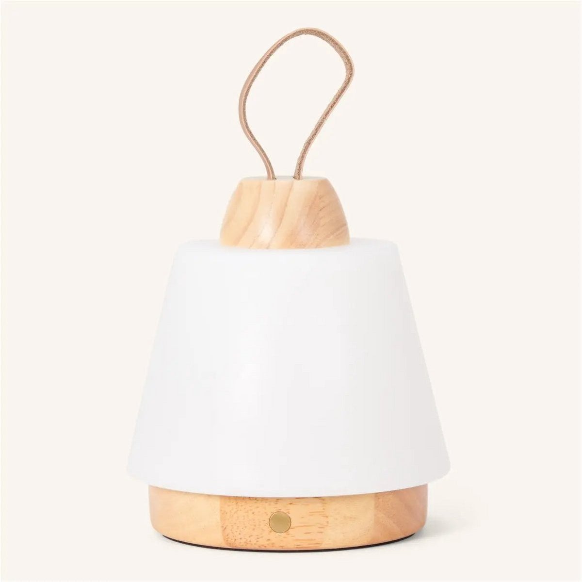 Liv Oplaadbare Tafellamp – Rubberhout, Leer & Polyethyleen – Lichtbruin – Draadloos – Dimbaar – IP44