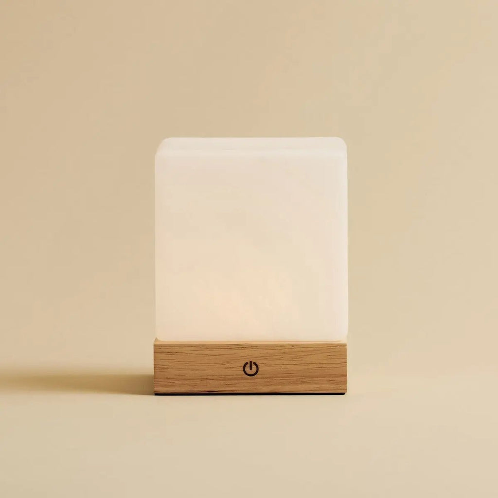 YCE Oplaadbare Tafellamp – Houten Designlamp met Matglas