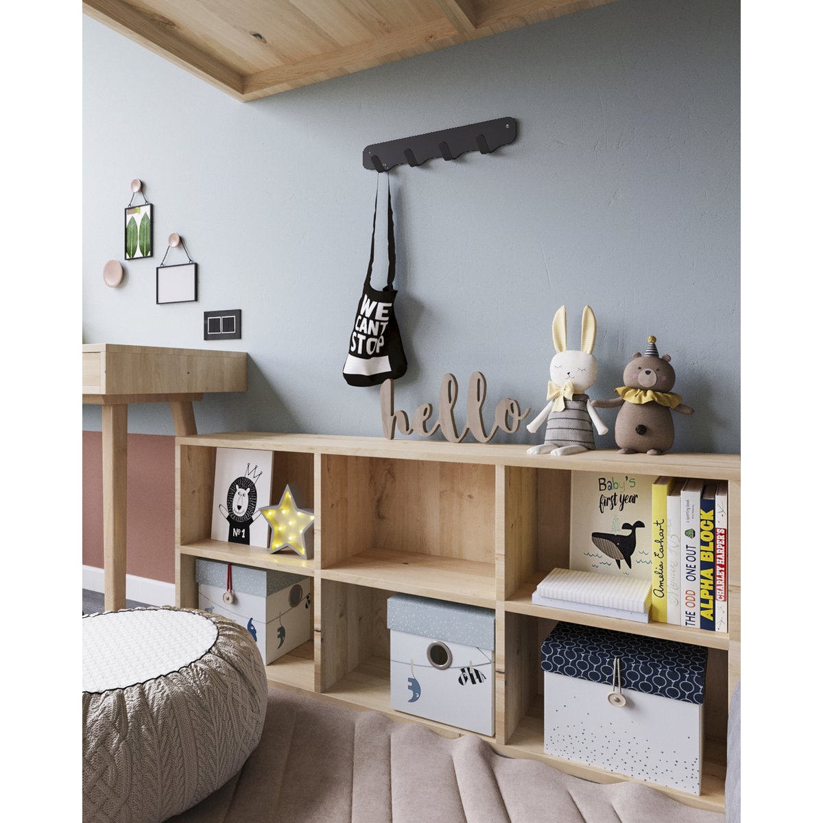 Gorillz Rounded Four Industriële Wandkapstok 4 Kapstok haken - Zwart