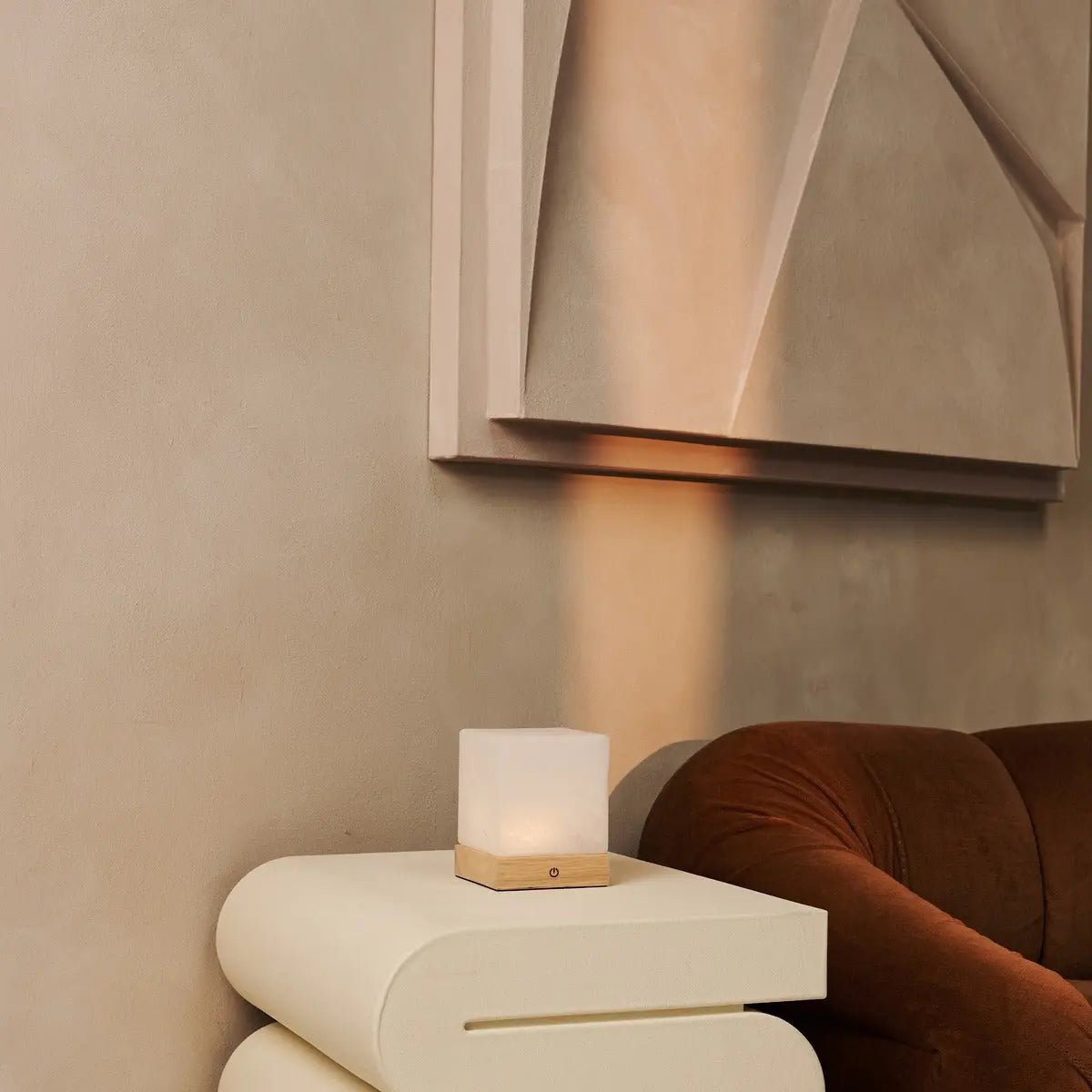 YCE Oplaadbare Tafellamp – Houten Designlamp met Matglas