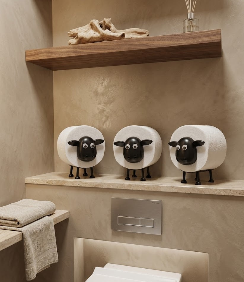 Schaap WC-rolhouder – Grappige Vrijstaande Toiletrolhouder – Zwart – 1 of 3 Stuks