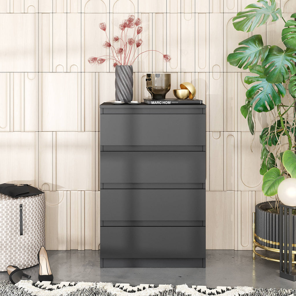 JORREN Ladekast 60 x 92 x 33 cm – Dressoir met 4 Lades, Antracietgrijs, MFC Opbergkast