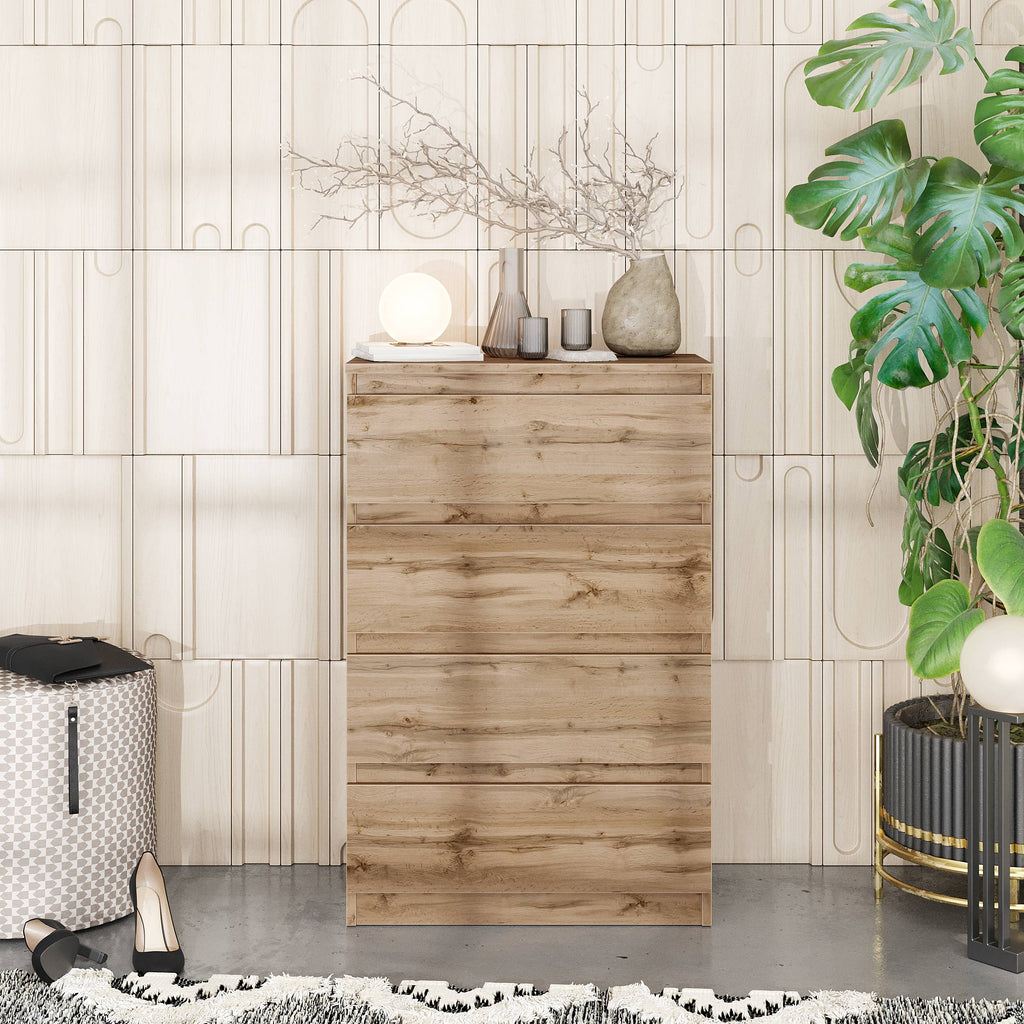 ARMAND Ladekast 60x92x33 cm – Dressoir met 4 Lades, Wotan Eiken, MFC Opbergkast