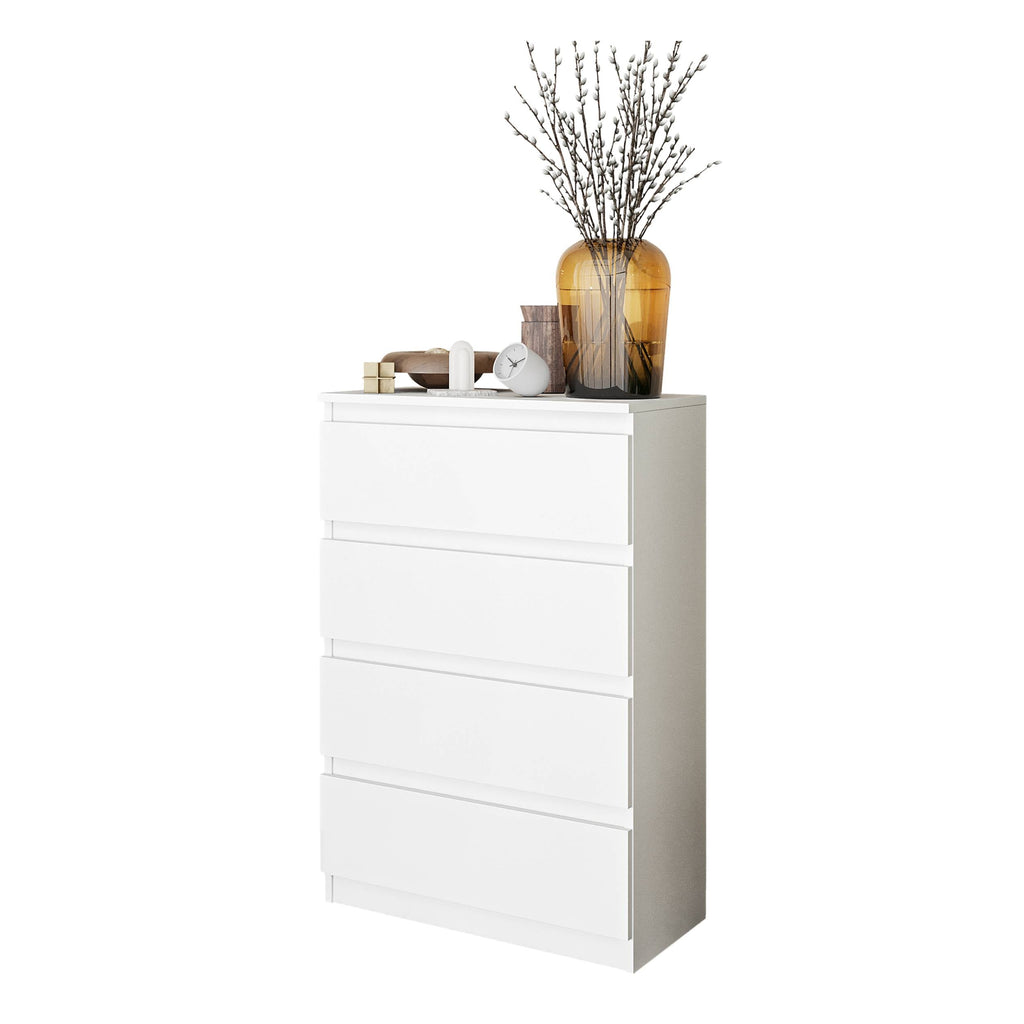 KIAN Dressoir / Sideboard met 4 Laden – Wit Mat, MFC, H92 × B60 × D33 cm