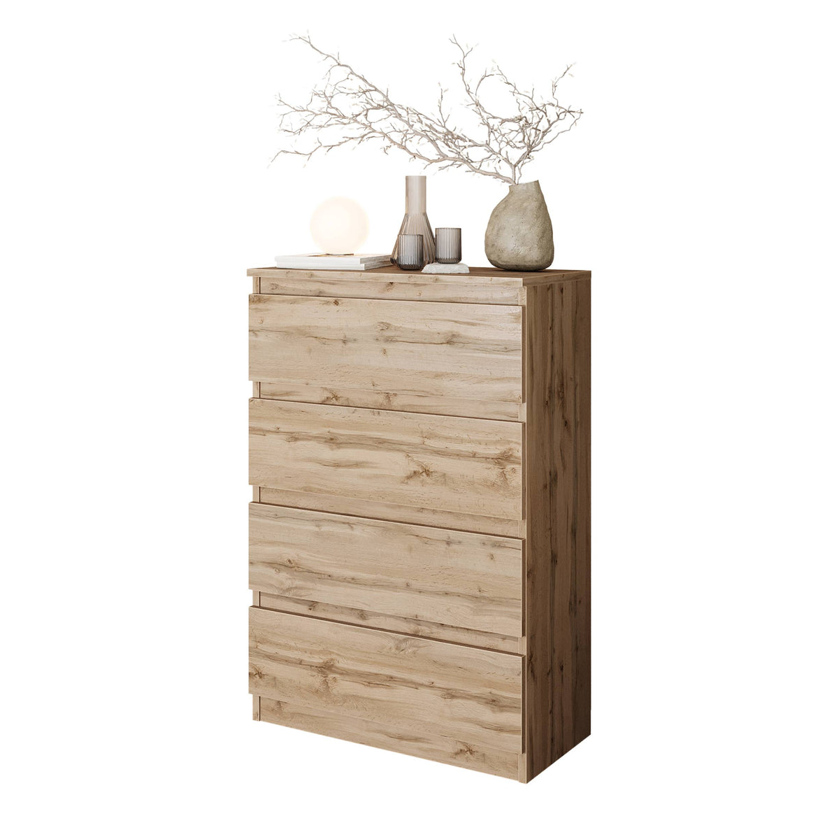 ARMAND Ladekast 60x92x33 cm – Dressoir met 4 Lades, Wotan Eiken, MFC Opbergkast
