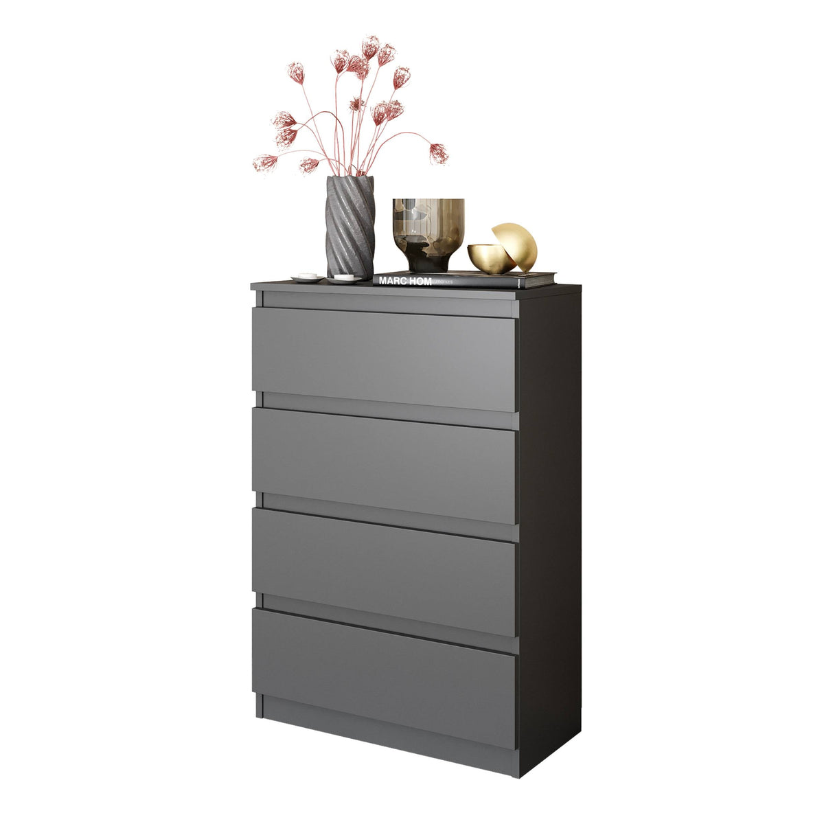 JORREN Ladekast 60 x 92 x 33 cm – Dressoir met 4 Lades, Antracietgrijs, MFC Opbergkast