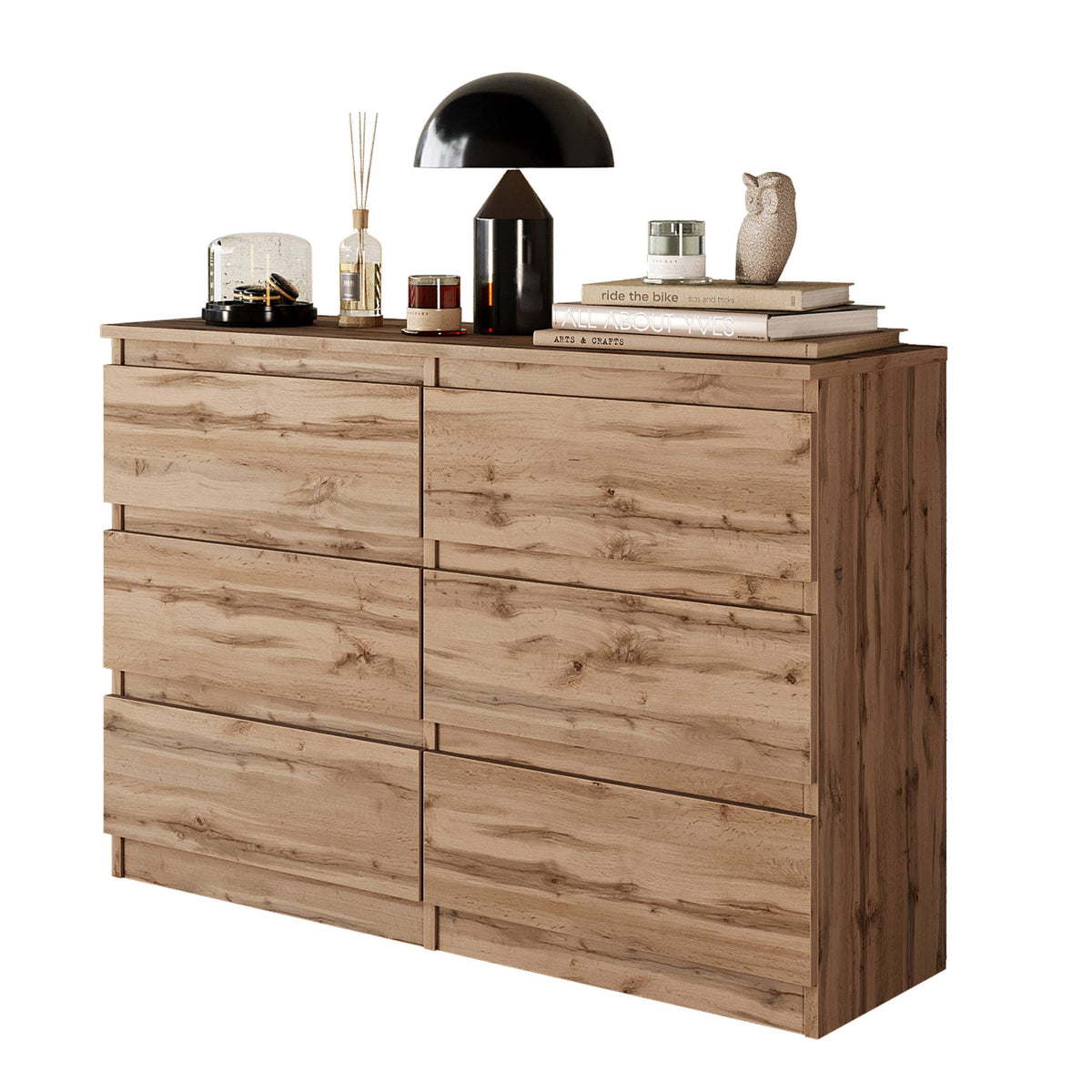 ARNOLD Dressoir / Sideboard met 6 Laden – Wotan Eiken, MFC, H71 × B100 × D33 cm