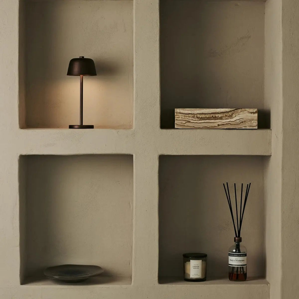 Anton Oplaadbare Tafellamp – Espresso bruin – Metaal & Aluminium – Draadloos – Dimbaar