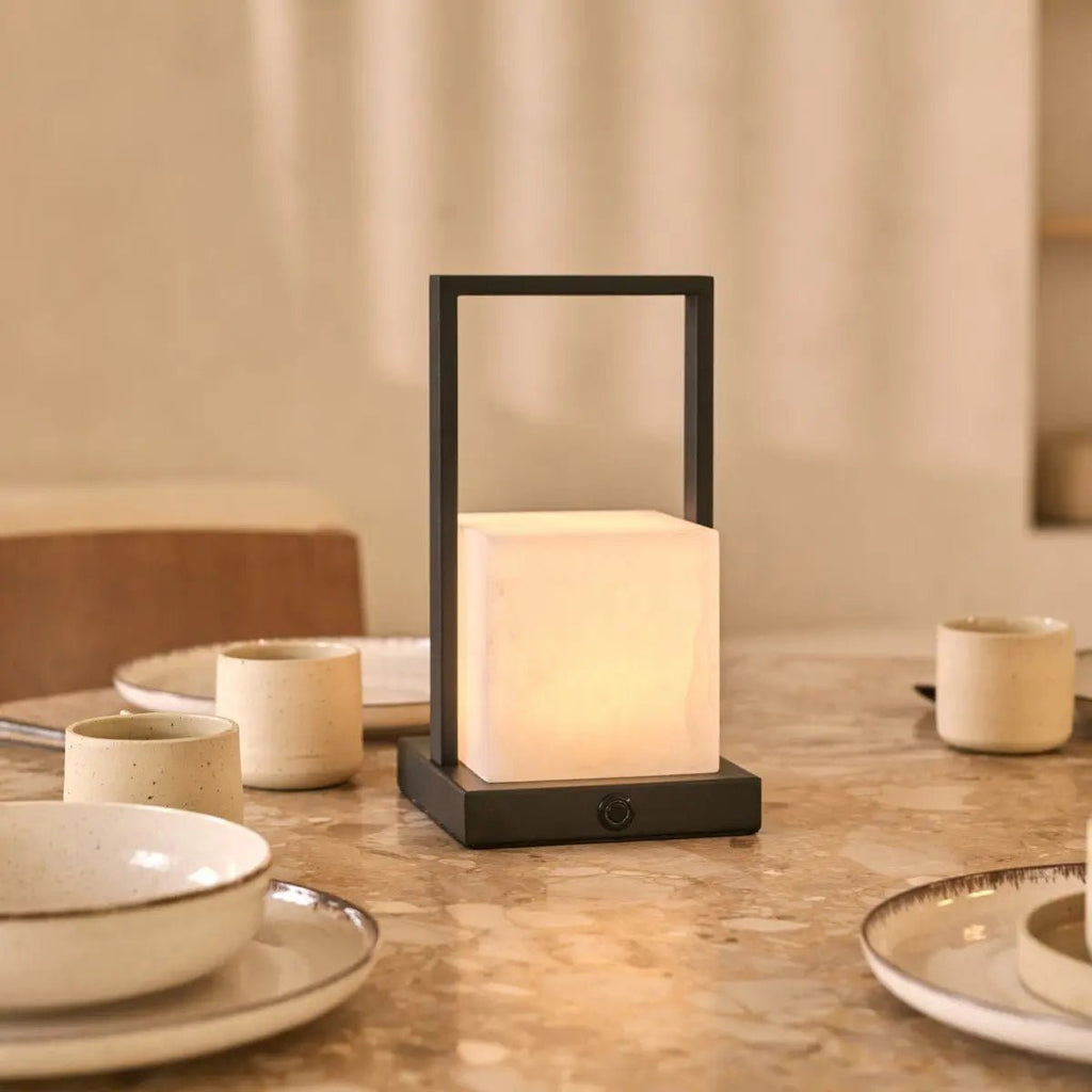 Nola Oplaadbare Tafellamp – Albast Designlamp – Draadloos en Dimbaar