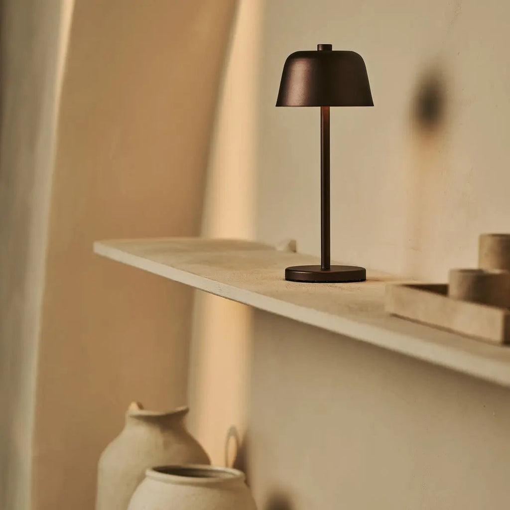 Anton Oplaadbare Tafellamp – Espresso bruin – Metaal & Aluminium – Draadloos – Dimbaar