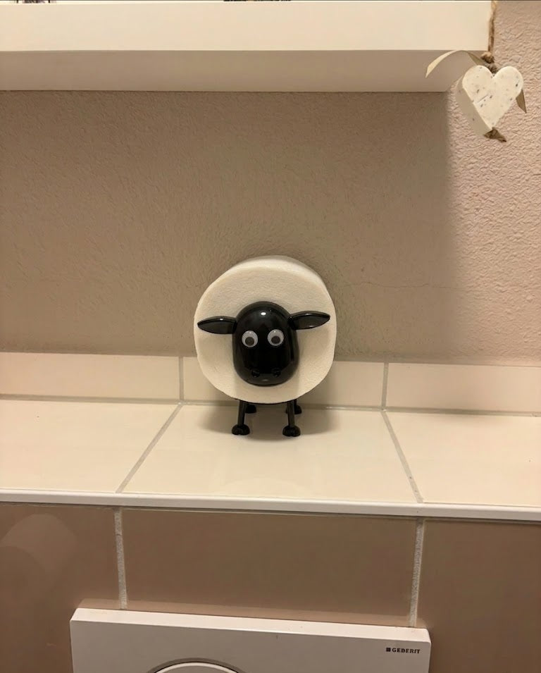 Schaap WC-rolhouder – Grappige Vrijstaande Toiletrolhouder – Zwart – 1 of 3 Stuks