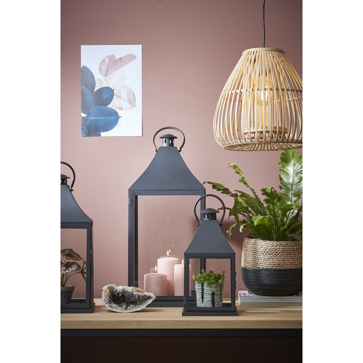 Plantenmand set Zwart Zeegras