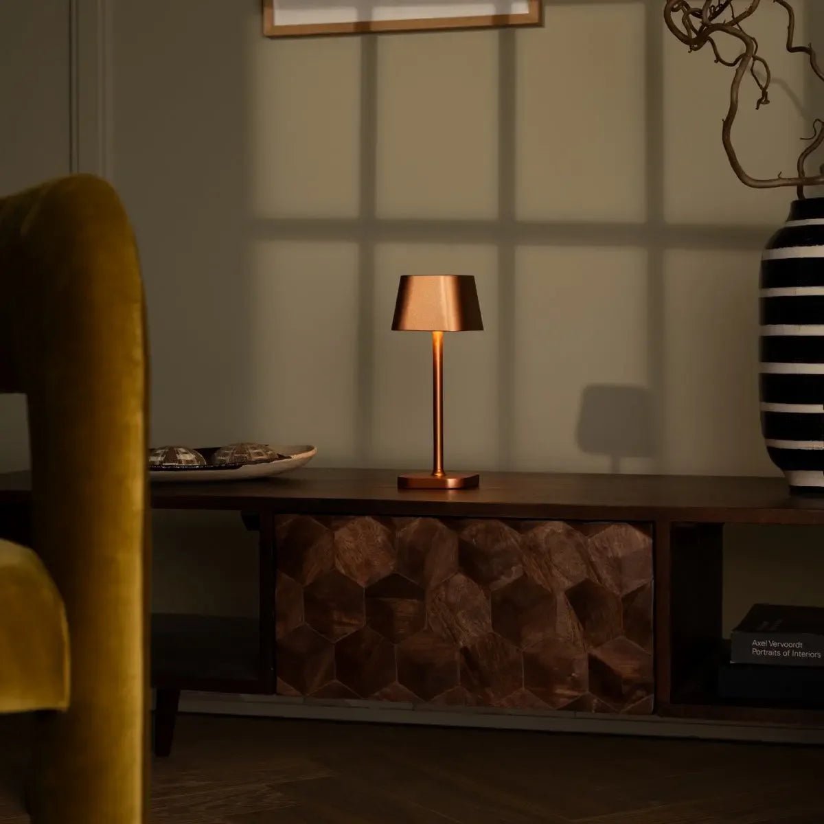 Ava Copper Rechargeable Table Lamp | Stylish, Cordless & Dimmable