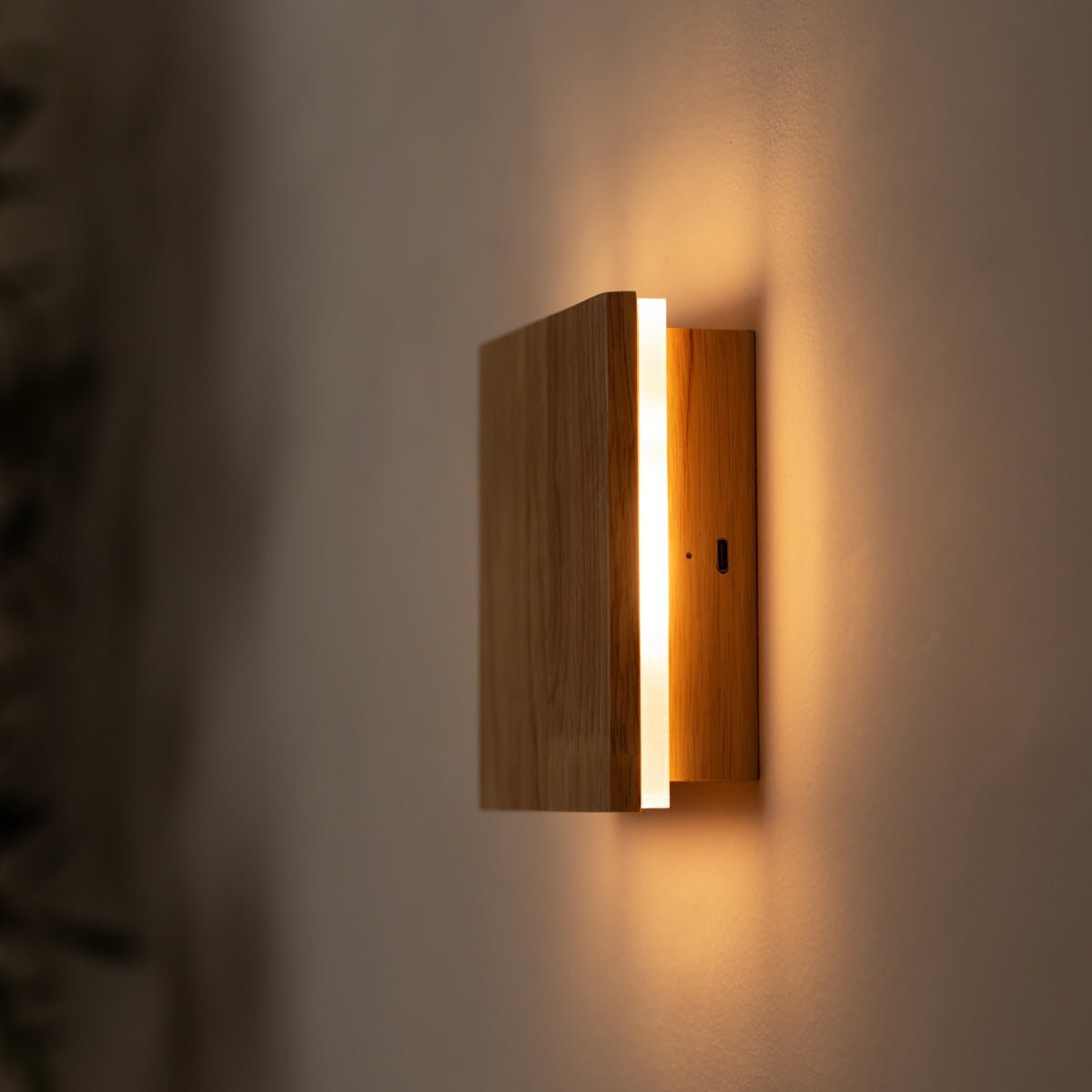 Lane Draadloze Wandlamp – Houten Oplaadbare Wandlamp – Dimbaar