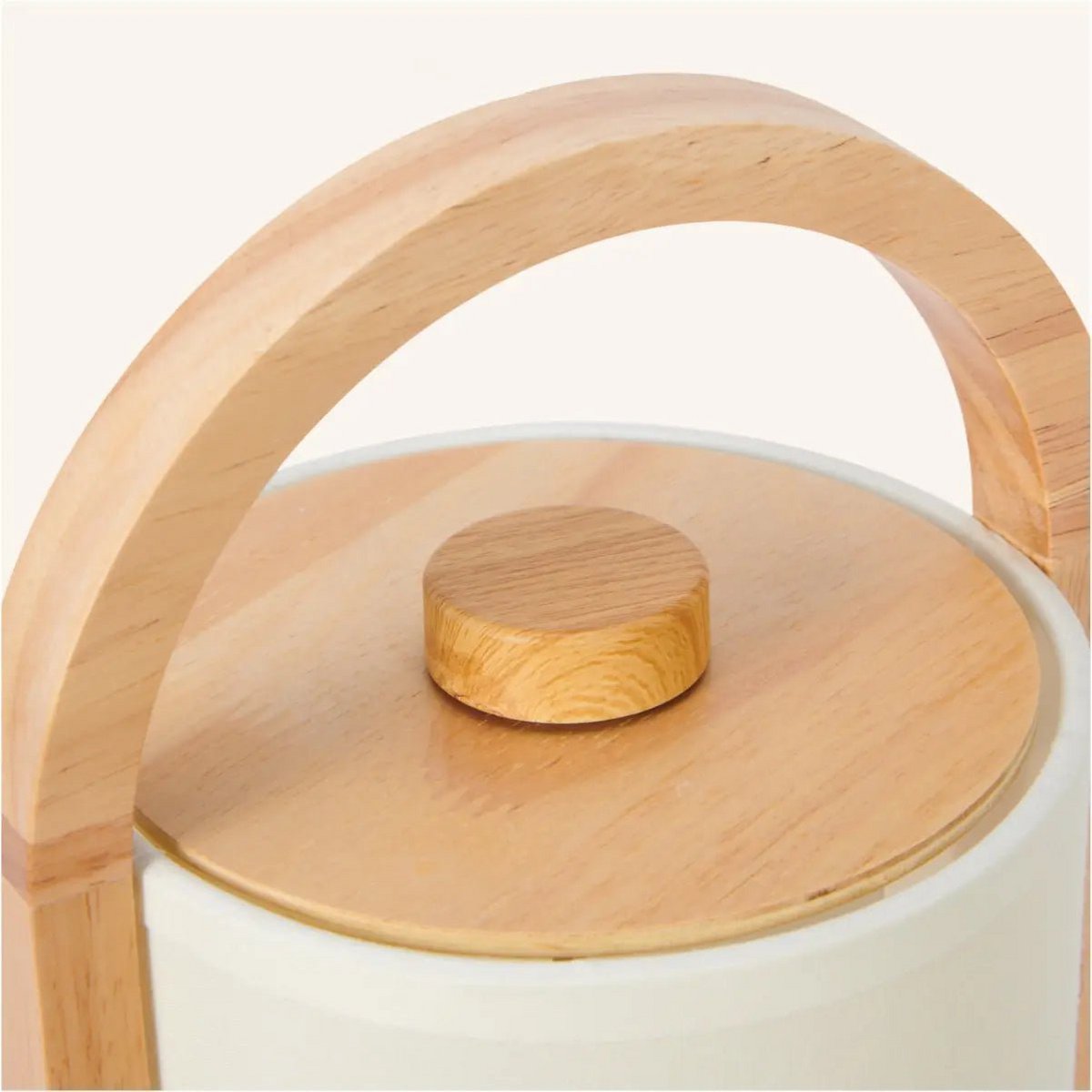 River Lichtbruin Oplaadbare Tafellamp – Rubberhout & Linnenmix – Draadloos – Dimbaar – IP44