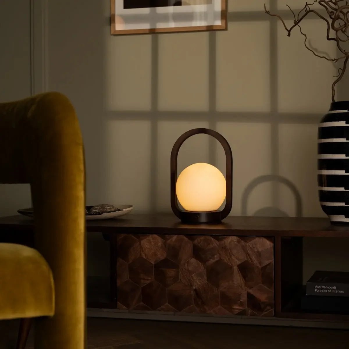 Skye Donkerbruine Houten Snoerloze Lamp