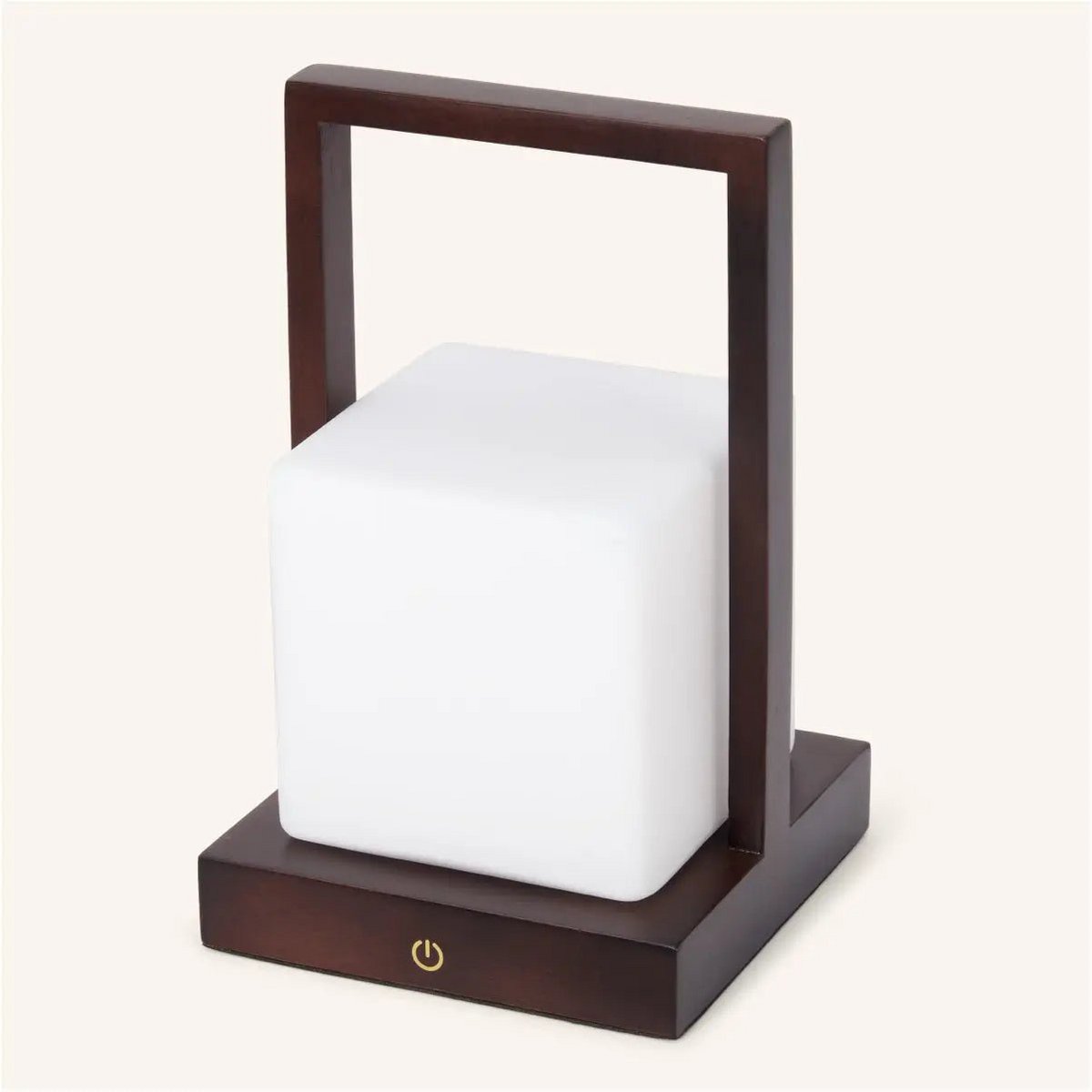 Noah Oplaadbare Tafellamp – Houten Designlamp met Glazen Kap