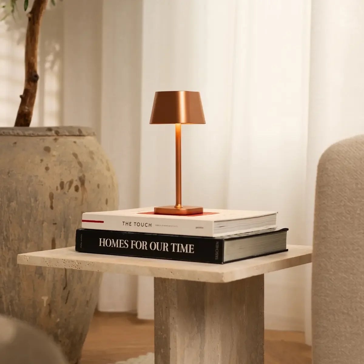 Ava Copper Rechargeable Table Lamp | Stylish, Cordless & Dimmable