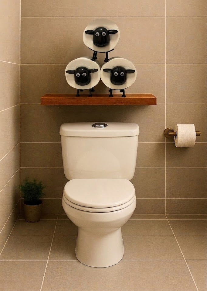 Schaap WC-rolhouder – Grappige Vrijstaande Toiletrolhouder – Zwart – 1 of 3 Stuks